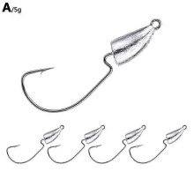 (5g) 10g 5pcs (C)$ Bullet lead crank hook lead head hook 5pcs bullet lead sinker with barbed high carbon steel fish hook lure fish hook 2025
