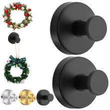 2025 Upgraded Suction Cup Hooks, No Drill Waterproof Towel Hooks, Removable 304 Stainless Steel, Black