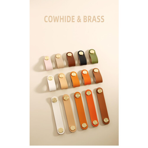Green Leather Cabinet Pull Handles 160mm with Refined Leather Finish and Durable Brass Knobs 4 Pack 1