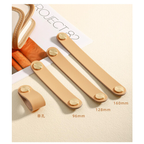 Green Leather Cabinet Pull Handles 160mm with Refined Leather Finish and Durable Brass Knobs 4 Pack 2