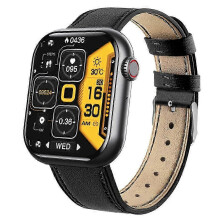 (unisex, Black Leather) F57 Smart Watch 1.9 inch Bluetooth Call Blood Glucose Siri Voice Assistant Blood Oxygen Sport Smartwatch 2025