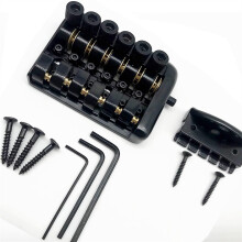 Headless Guitar Bridge and Locking Nut Set, Durable Metal Construction, Professional Black Finish