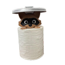 Raccoon Toilet Paper Holder Set, 3D Printed Cute Animal Design, Moisture Resistant, NoTool Install