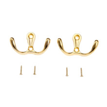 2 Pcs Vintage Zinc Alloy Wall Hooks Antique Bronze and Gold Double Prong Coat Hooks for Towels and Robes