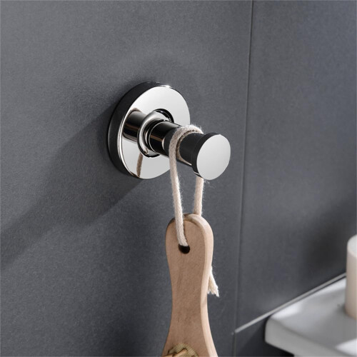 Stainless Steel Robe Hook Rustproof Mirror Finish Wall Mounted Bathroom Towel Hook Silver 1pcs 2