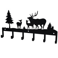 Wall Key Holder with 6 Hooks, Metal Deer and Trees Key Rack for Wall Entryway Decor, Rust Resistant