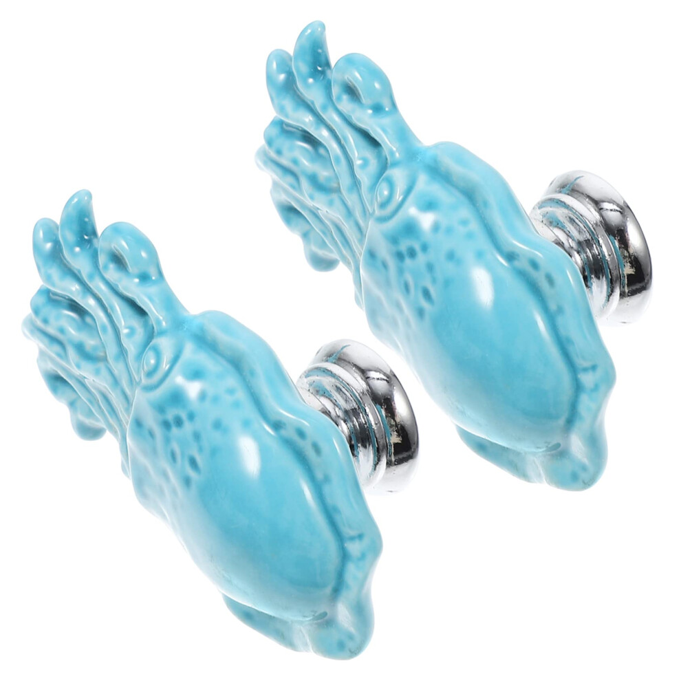 2Pcs Ceramic Octopus Cabinet Knobs For Kids, Cartoon Drawer Pulls For Kitchen And Bathroom 9351714517331