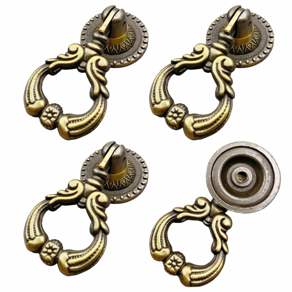 4Pcs Vintage Zinc Alloy Cabinet Knobs And Decorative Dresser Drawer Pulls, Rustresistant, Easy Installation 9330225369493