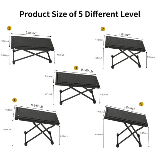 Adjustable Guitar Foot Rest 5Position Height Foldable Metal Footstool for Classical Guitar 1