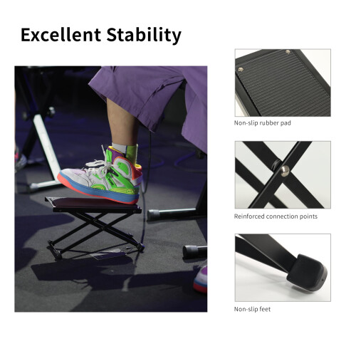 Adjustable Guitar Foot Rest 5Position Height Foldable Metal Footstool for Classical Guitar 2