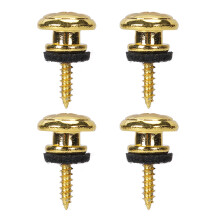 Gold Guitar Strap Locks and Buttons Set, Secure Anti‑Slip Metal End Pins for Guitar Bass Ukulele