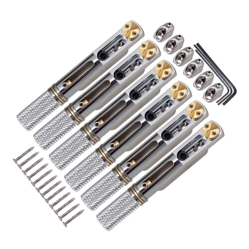 Silver Headless Guitar Bridge Tailpiece for 6 String Electric Guitar, Enhanced Tuning Stability, Durable Metal Construction 1