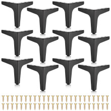 12Pcs Black Metal Furniture Legs 4 Inch, Modern Triangle Cabinet and Sofa Legs with Durable Iron Support