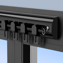 Black Aluminum Curtain Track 2.3M, Heavy Duty Silent Sliding Rail System for Wall and Ceiling Mount