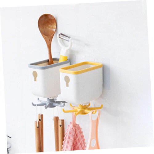 Adhesive Wall Hooks 360 Rotating Storage Hook NoDrill Organizer for Kitchen and Bathroom Space Saving 1