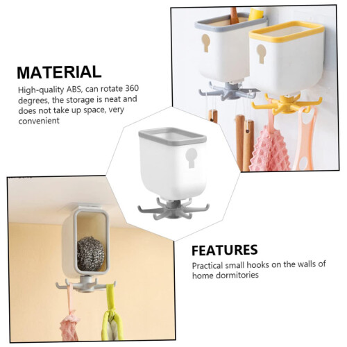 Adhesive Wall Hooks 360 Rotating Storage Hook NoDrill Organizer for Kitchen and Bathroom Space Saving 2