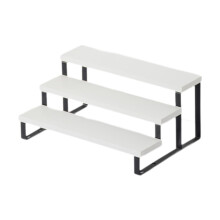Wood Jewelry Organizer Display Stand with Neutral White Finish, Compact Ladder Shelf for Home and Desk 11.81x8.27x4.72 inch