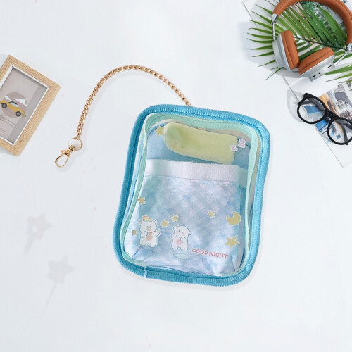 Blue Clear Display Bag for Small Doll Collectibles, Compact Storage and ColorCoded Design 1