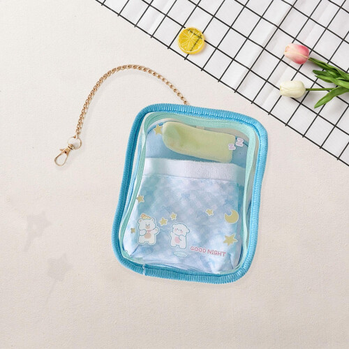 Blue Clear Display Bag for Small Doll Collectibles, Compact Storage and ColorCoded Design 2