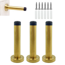 3 Pack Heavy Duty Stainless Steel Door Stop with Noise Reduction Rubber Tip for Wall Protection