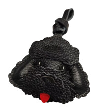 Adorable porte-clés en forme de chien en cuir PU, léger et-Noir