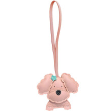 Dog Accessory Keychain PU Leather for Students Office-Pink