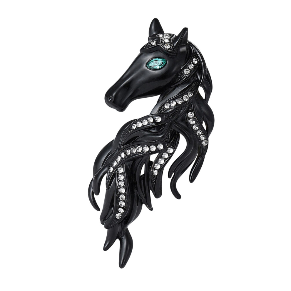 Black Elegant Horse Designs Brooch Alloy Materials For Work