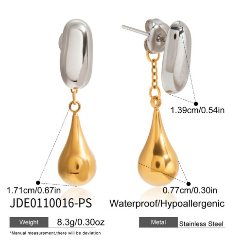 Unique Color Block Drop Earrings Stainless Steel Front Back 2