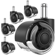 Office Chair Wheels 2 Inch Replacement Set of 5, Silent Smooth Rolling FloorSafe Rubber Casters for Hardwood Floors