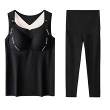 Postpartum Nursing Vest Underwear Set Warm Fleece-Black XL
