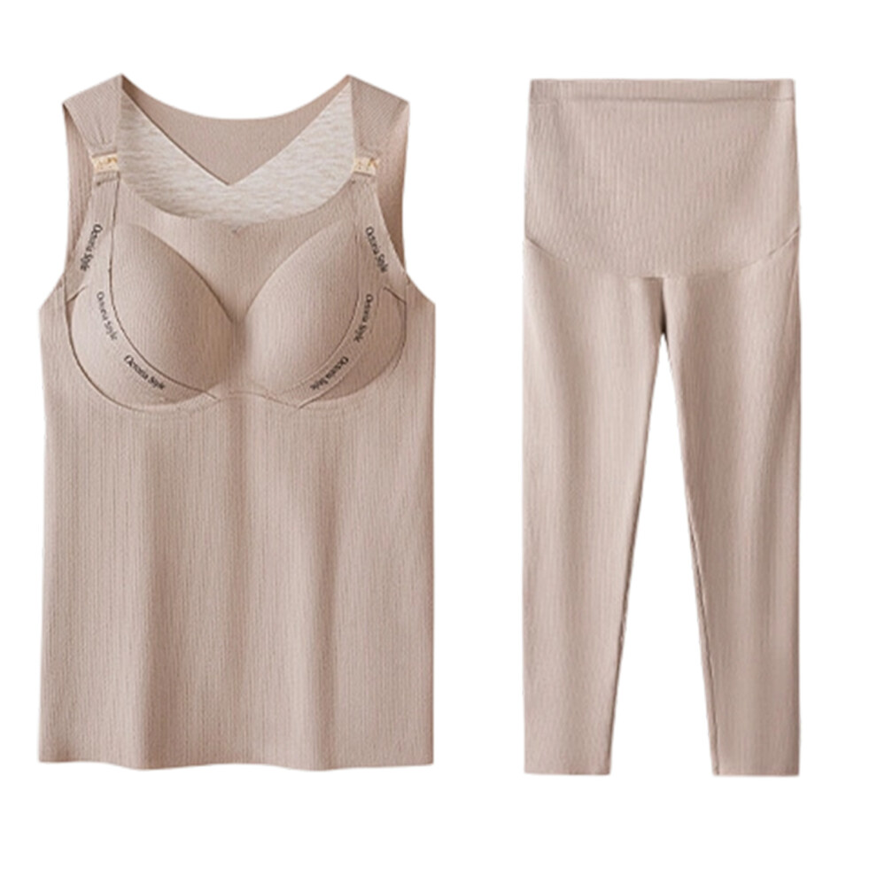 Warm Nursing Vest Underwear Set Autumn-Cream complexion XL