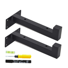 2 Pack Floating Shelf Brackets with Lip, Heavy Duty Black Metal Wall Mount for Farmhouse and Industrial Decor, 10 Inch