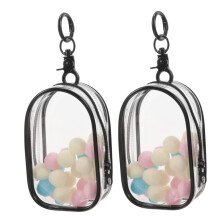 2pcs Doll Display Bag with Zipper, Dustproof Mini Doll Storage Case with Keychain for Travel Collectibles
