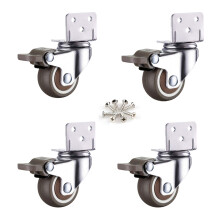 LShaped Silent Swivel Caster Wheels 1.25in Set of 4 with Brake for Furniture and Wood Floors