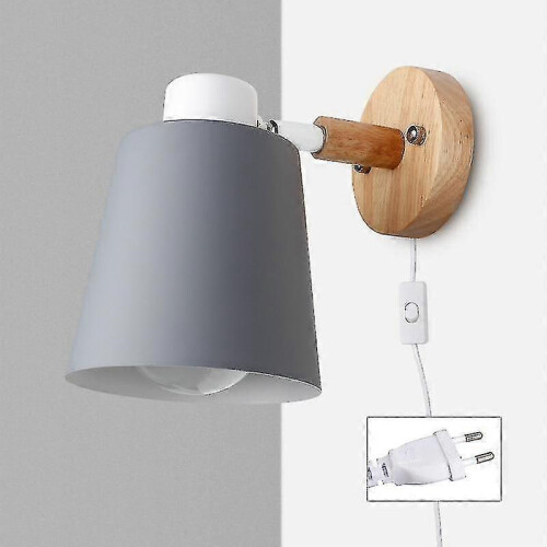 (EU 2) Nordic Wall Lamp-plug Iron Sconces With Switch Zekai 1