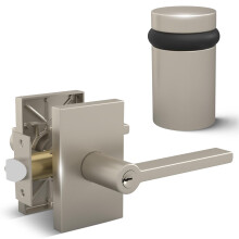 Satin Nickel Reversible Door Handle Set with Impact‑Absorbing Stopper for Interior Doors
