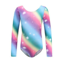 (130cm, rainbow) Girls Leotards One-piece Colorful Dancewear