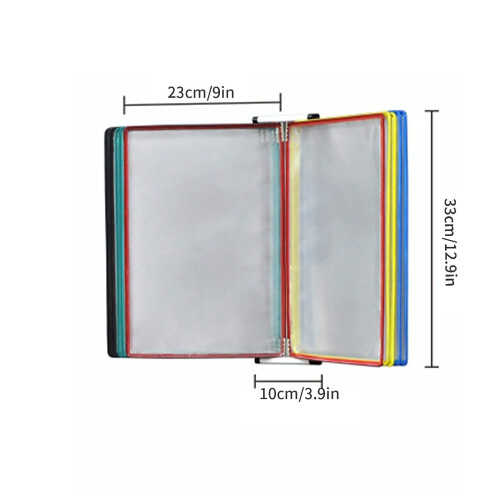 Wall Mounted File Organizer 10 Pocket Reference Display System with Durable Metal Frame and ColorCoded AntiGlare Pockets 1