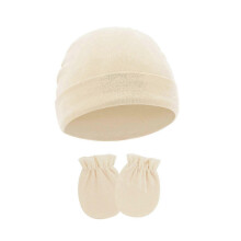 (apricot) Comfortable Newborns Baby Hat with Matching Scratch Proof Mittens 0-6 Months Infants for Keeping Fingers Warm