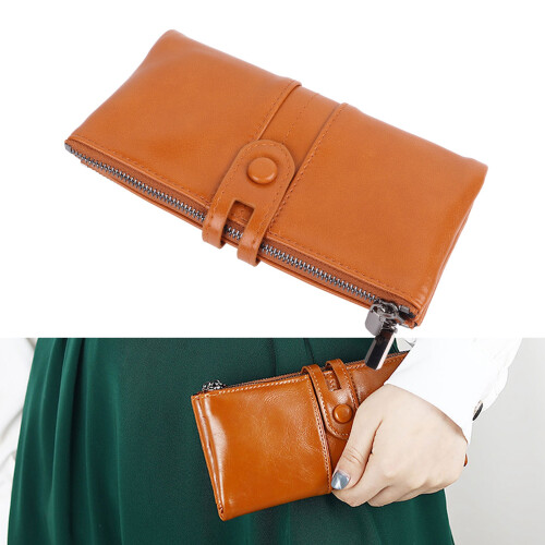 Retro PU Leather RFID Zipper Wallet Large Capacity