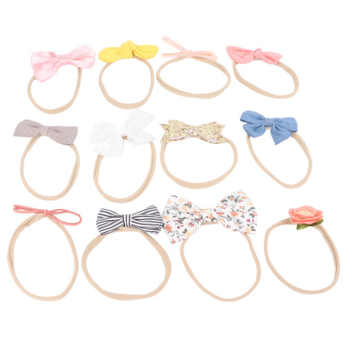 12pcs Bows Hair Ties Elastic Multi-Color Ponytail 1
