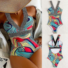 (L, S0168) Lebanghui Push Up Women Swimsuit One Piece Sexy Swimwear Women Bath Suit Stitch Detail One-pieces Swimming Suit Bathing Suits