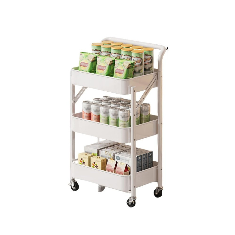Foldable Metal Storage Shelf With Wheels, No Assembly Rolling Storage Rack For Kitchen Garage 9771547895060
