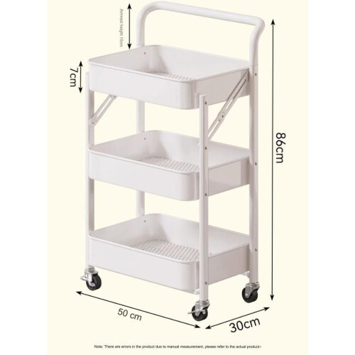 Foldable Metal Storage Shelf with Wheels, No Assembly Rolling Storage Rack for Kitchen Garage 1