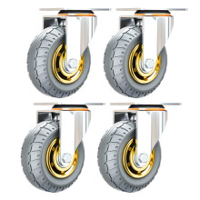 4 Pack 100mm Rubber Swivel Casters with Brakes, Heavy Duty Caster Wheels for Trolleys and Furniture