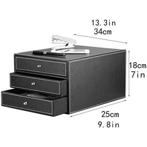 Lockable 3 Drawer A4 Filing Cabinet Black Office Storage Box Compact Desktop File Organizer 2