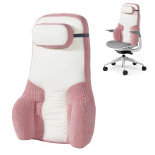 Lumbar Support Cushion for Office Chair, Ergonomic Memory Foam Back Pillow with Adjustable Neck Support, Pink
