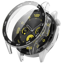 (Transparent) Tempered Glass Screen Protector Pc Frame Watch Case For Huawei Watch Gt 4 46mm, With Dial Plate