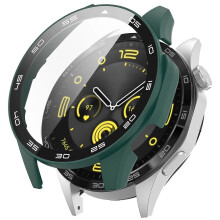 (Green) Tempered Glass Screen Protector Pc Frame Watch Case For Huawei Watch Gt 4 46mm, With Dial Plate