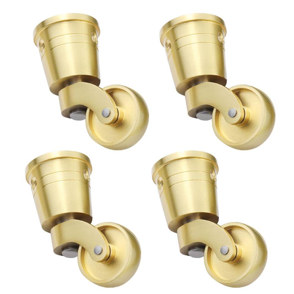 Brass Furniture Caster Wheels Set Of 4, 31Mm Antique Brass Swivel Casters, Quiet Smooth Rolling, Classic Cup Style Design 9771547895411